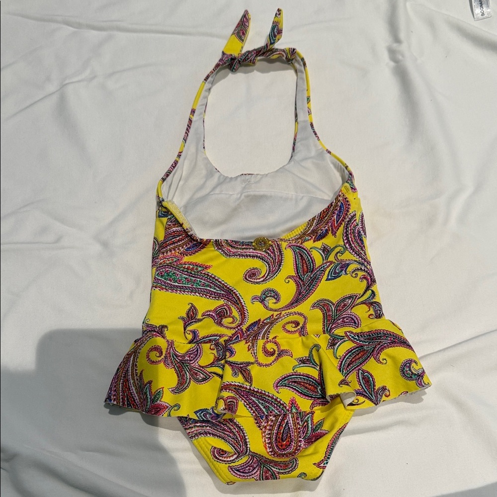OndadeMar Kids Swim One Piece in Yellow Paisley - Picture 2 of 4